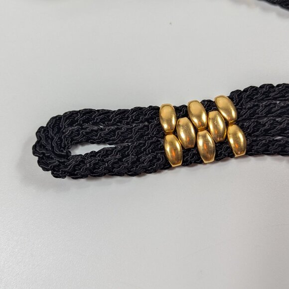 SITI Cloisonne Round Black & Blue Belt Buckle & Black Braided Cord Belt Vintage - Picture 6 of 7